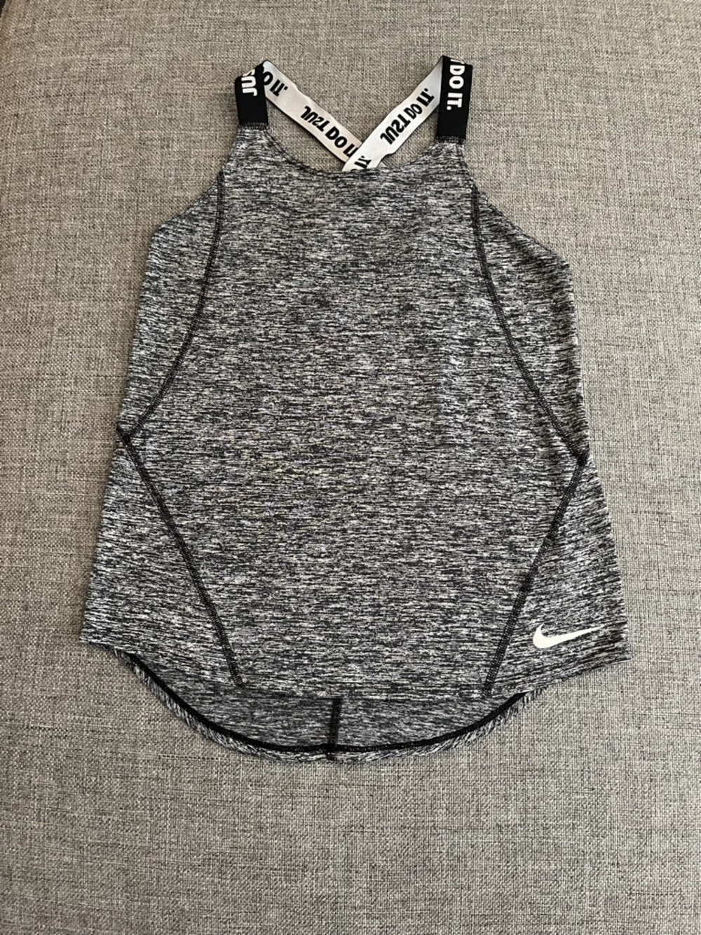 Nike Grey and Black Marled Dri-FIT Athletic Tank